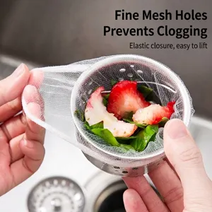 Sac filtrant jetable en maille fine blanche pour évier de cuisine contre bouchage