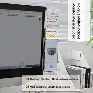 Transparent Acrylic Computer Monitor Side Memo Board Sticky Note Holder Desktop Message Panel Organizer For Office