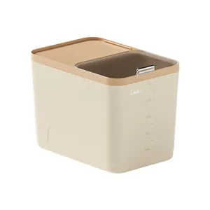 Premium large capacity food grade rice storage container with sliding lid and 15kg scale