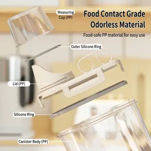 Bocal de stockage de céréales de qualité avec gobelet doseur et joints en silicone
