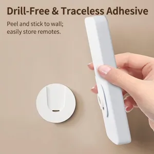 Wall-mounted self-adhesive remote control holder punch-free white organizer for home