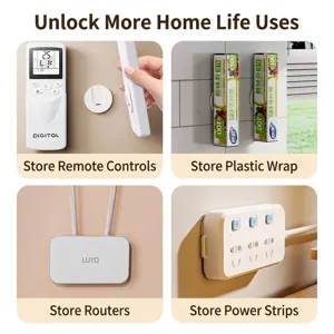 Wall-mounted self-adhesive holder for power strips routers and home organization