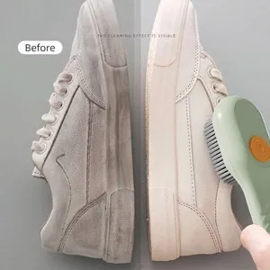 Multifunctional shoe cleaning brush with liquid dispenser and soft bristles
