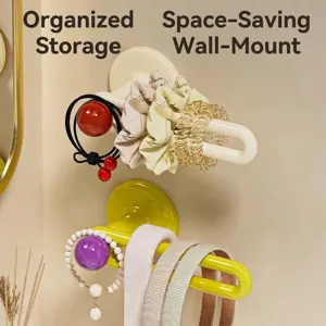 Wall-mounted hair accessory organizer rack for storing headbands and hair ties