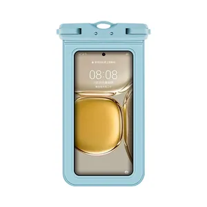 Pochette étanche bleu clair en TPU pour téléphone avec écran tactile réactif
