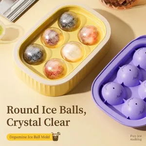Silicone ice ball mold with press-to-release design for spherical ice making