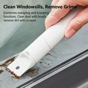 Handheld window track cleaning brush tool scraping dirt from gap for home deep cleaning