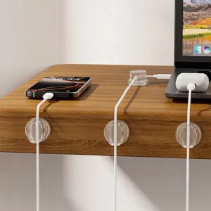 Clips de Câble Auto-Adhésifs Transparents Support de Fil de Bureau Organiseurs de Gestion de Câbles pour Câble de Données USB Cordon d'Alimentation