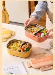 Boîte à lunch moderne en acier inoxydable 304 avec compartiments pour repas préparés