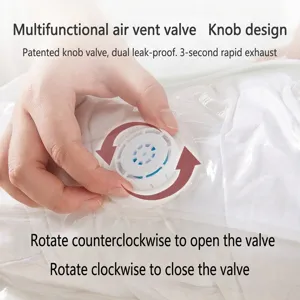Manual compression vacuum storage bag with rotary valve for quilts and clothing