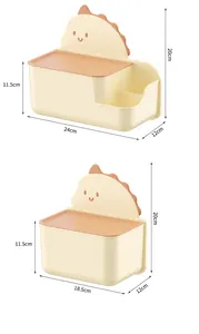 Detailed dimensions for the cartoon dinosaur wall-mounted tissue box and organizer