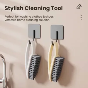 Multi-functional soft bristle cleaning brush for laundry and shoes with wall hooks