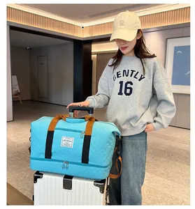 Large capacity travel duffel bag fitness sports gym bag with shoe compartment and shoulder strap