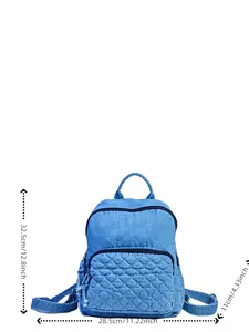 Sac à dos en jean délavé bleu clair pour femme avec dimensions de 32,5x28,5x11cm