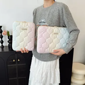 Housse d'Ordinateur Matelassée en Dégradé Coréen pour MacBook iPad Pro Sac de Protection pour Tablette Rembourré à Bulles Voyage Bureau