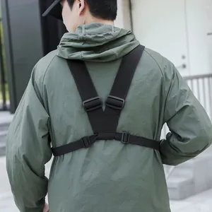 Sac de poitrine tactique techwear pour hommes, gilet de harnais fonctionnel noir plein air