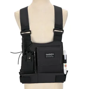 Gilet sac de poitrine tactique noir avec poches multifonctionnelles pour l'extérieur