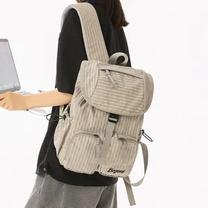 Korean Street Style Plaid Nylon Backpack For Women Lightweight Water Resistant Commute School Bag Fits 13 Inch Laptop