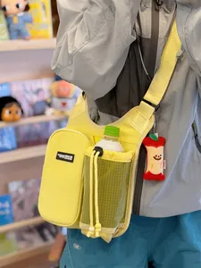 Lightweight outdoor water bottle sling bag with adjustable strap and front zip pocket