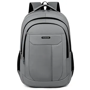 Large capacity grey Oxford cloth business commute backpack for men with multiple compartments