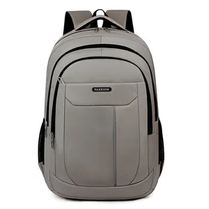 Large capacity grey Oxford cloth business backpack with multiple compartments for men