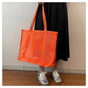 Bolsa de malla naranja duradera con gran capacidad para la playa y actividades deportivas