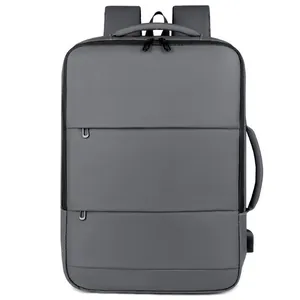 Premium grijze zakelijke laptoprugzak met uitbreidbaar ontwerp en ingebouwde USB-poort