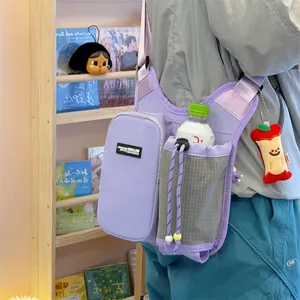 Multifunctional lightweight purple outdoor water bottle crossbody bag for hiking and sports