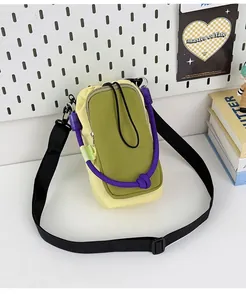 Stylish dopamine small crossbody phone bag in vibrant yellow and green contrast colors