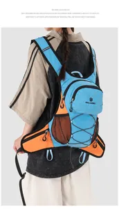 Professional blue and orange hydration backpack for outdoor cycling and trail running
