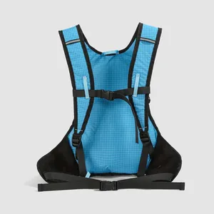 Professional blue hydration backpack for cycling hiking and running with adjustable straps