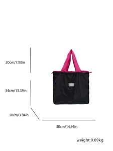 Waterproof drawstring shopping bag details with 38x34x10cm dimensions and weight.