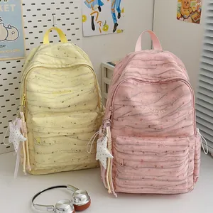 Cute Korean ins style tie-dye backpack for school students with large capacity and star pendant
