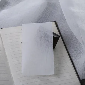 Detail shot of white ink-blotting paper for fountain pen calligraphy on a notebook.
