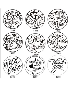 Catálogo de diseños para sellos de lacre con textos y frases en inglés elegantes y variados.