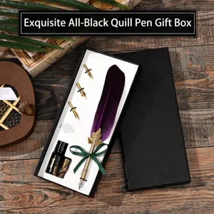 Coffret Cadeau Stylo Plume Rétro Européen avec Corps en Alliage et Plume en Acier Inoxydable Encre Noire Calligraphie