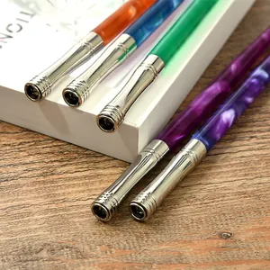 Professional colorful resin dip pen set with marble pattern and metal nib holder