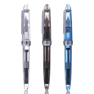 Plumas estilográficas de acrílico transparente con succión de tinta en tres colores