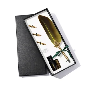 Ensemble de stylo plume vintage avec corps en alliage et encrier dans son coffret cadeau