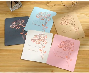 Elegant laser-cut rose greeting cards in multiple colors with hollow-out rose design