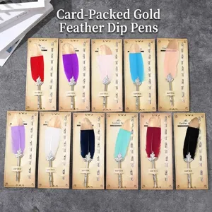 Set di Penne Piuma a Intingolo Vintage Europeo Calligrafia Con 5 Pennini di Ricambio Cancelleria Creativa Regalo per Studenti