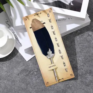 Set penna piuma vintage per calligrafia con 5 pennini ricambio e punta dorata elegante