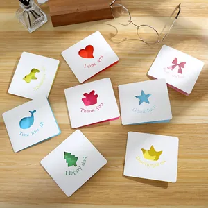 Creative hollow cut-out greeting cards with English blessings for birthday