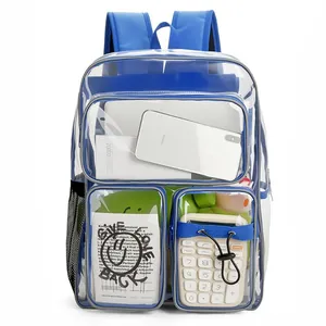 Wasserdichter transparenter blauer Rucksack mit großem Fassungsvermögen und Multi-Taschen