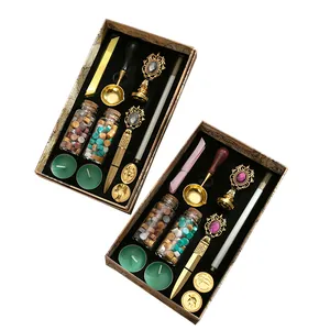 Set di timbri in ceralacca Vintage Magic Academy con candele e perline di cera