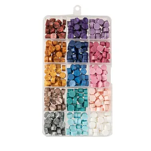 Multi-color octagonal sealing wax bead set in 15-grid transparent storage box