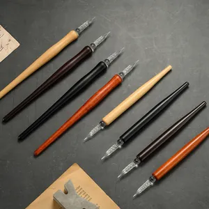 Handmade wooden dip pen with glass spiral nib for calligraphy and gothic writing