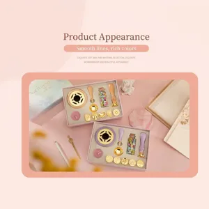 Complete cherry blossom wax seal stamp kit with heater and melting spoon in gift box