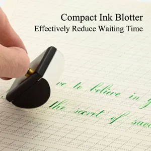 Vintage wood rocker ink blotter with handheld handle for calligraphy fountain pens