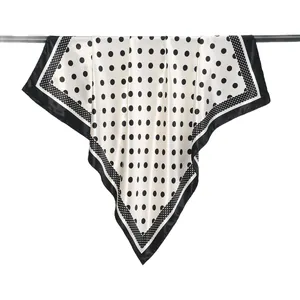 Elegant black and white polka dot silk scarf for women fashion accessory
